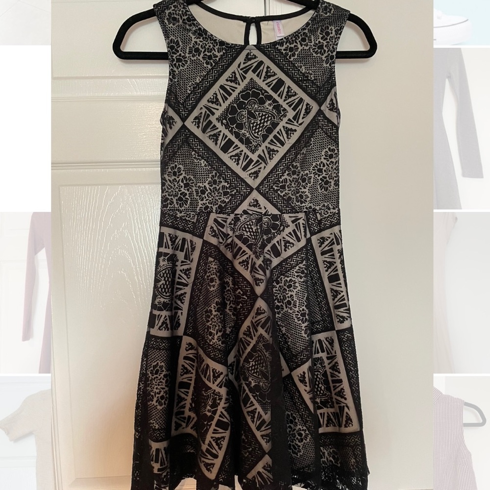 Tan and black party dress